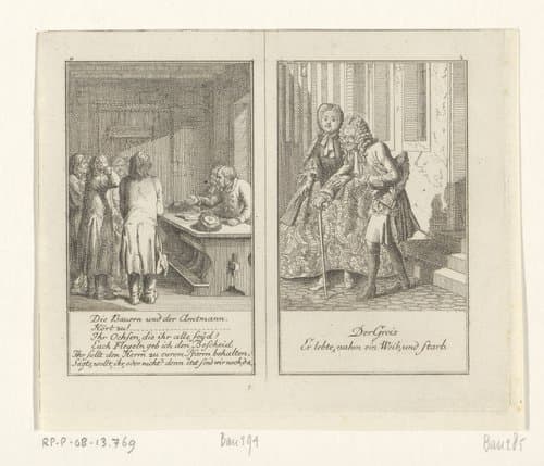 Die Bauern und die Amtmann / Der Greis by Daniel Nikolaus Chodowiecki