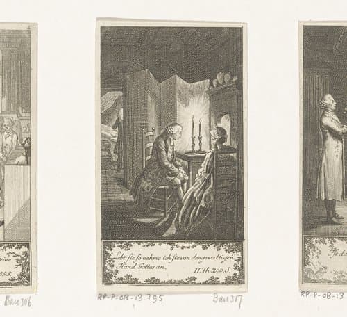 Pastor Gros wachtend voor de haard by Daniel Nikolaus Chodowiecki