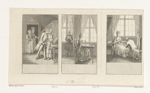 Drie scènes uit Hermes' Sophiens Reise by Daniel Nikolaus Chodowiecki