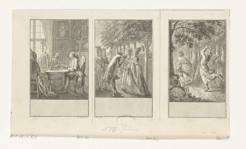 Drie scènes uit Hermes' Sophiens Reise by Daniel Nikolaus Chodowiecki