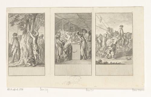 Drie scènes uit Hermes' Sophiens Reise by Daniel Nikolaus Chodowiecki