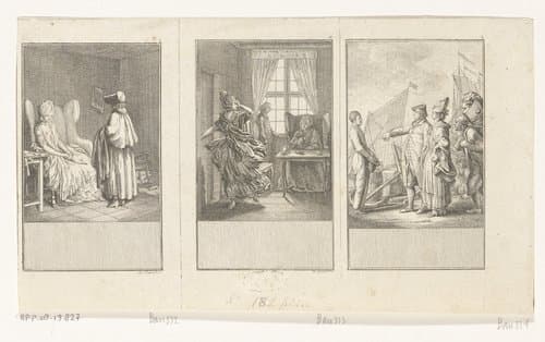 Drie scènes uit Hermes' Sophiens Reise by Daniel Nikolaus Chodowiecki