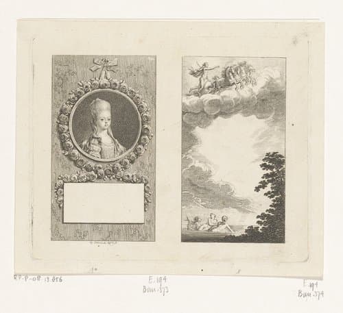 Portret van Augusta Sophia en Apollo in de zonnewagen by Daniel Nikolaus Chodowiecki