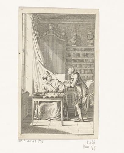 Auteur in de studeerkamer van een kunstcriticus by Daniel Nikolaus Chodowiecki