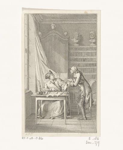 Auteur in de studeerkamer van een kunstcriticus by Daniel Nikolaus Chodowiecki