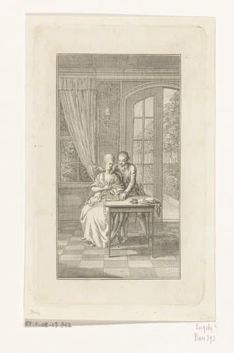 Carl Ferdiner verrast Julie in het tuinhuis by Daniel Nikolaus Chodowiecki