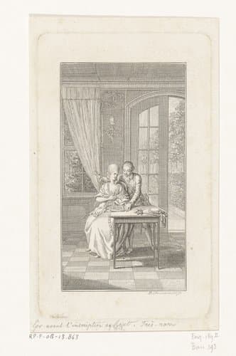 Carl Ferdiner verrast Julie in het tuinhuis by Daniel Nikolaus Chodowiecki