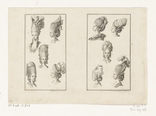 Berlijnse dameskapsels by Daniel Nikolaus Chodowiecki