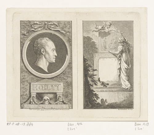 Portret van Ludwig Hölty en de muze van de dichtkunst by Daniel Nikolaus Chodowiecki