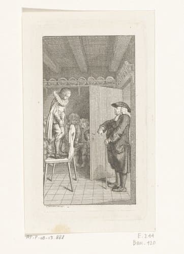 Henrich Stilling tot de orde geroepen door predikant Stollbein by Daniel Nikolaus Chodowiecki