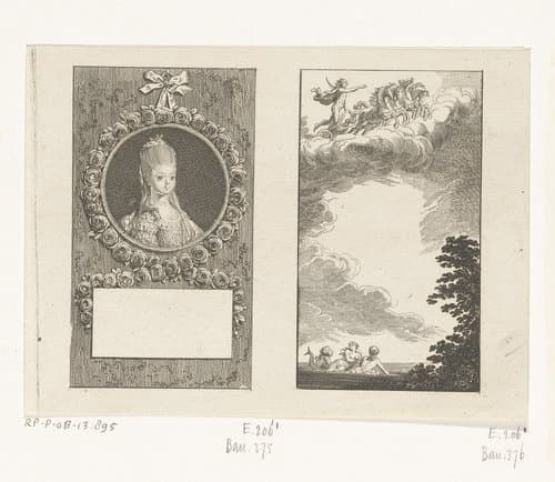 Portret van Augusta Sophia en Apollo in de zonnewagen by Daniel Nikolaus Chodowiecki
