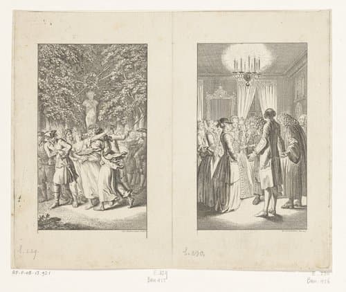 Twee scènes uit Leben, Bemerkungen und Meinungen Johann Bunkels by Daniel Nikolaus Chodowiecki
