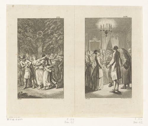 Twee scènes uit Leben by Daniel Nikolaus Chodowiecki