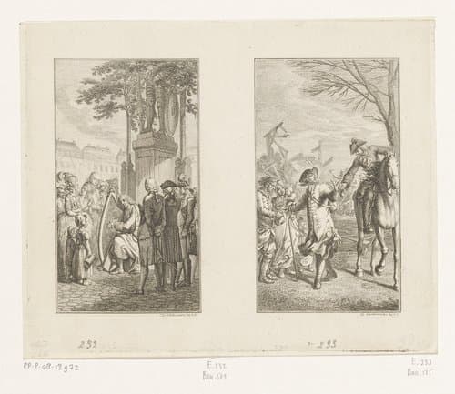 Twee scènes uit Bürger's Gedichten by Daniel Nikolaus Chodowiecki