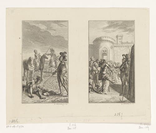 Twee scènes uit Bürger's Gedichten by Daniel Nikolaus Chodowiecki