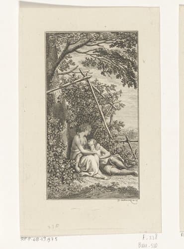 Liefdespaar in een arcadisch landschap by Daniel Nikolaus Chodowiecki