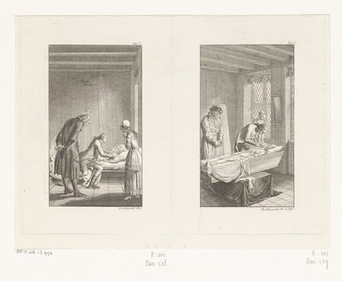 Mine op haar doodsbed by Daniel Nikolaus Chodowiecki