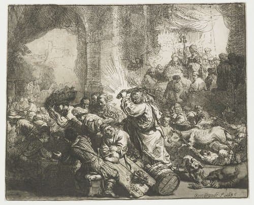 Christ driving the money changers from the temple by Rembrandt van Rijn