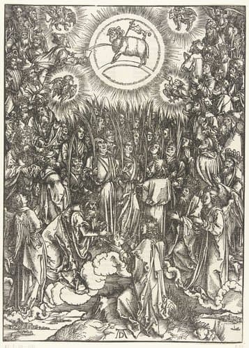 Johannes de Evangelist aanschouwt de aanbidding van het lam by Albrecht Dürer