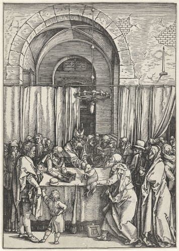 Het offer van Joachim wordt geweigerd by Albrecht Dürer