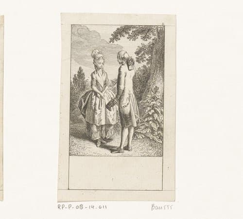 Conversatie tussen een man en een vrouw by Daniel Nikolaus Chodowiecki