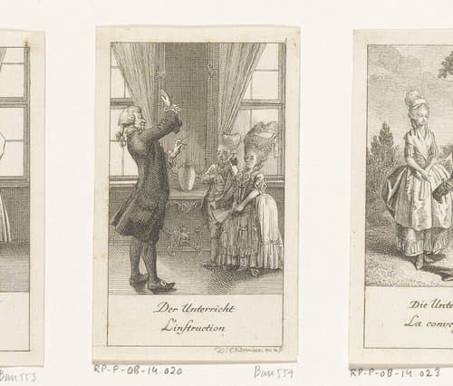 Twee kinderen krijgen les by Daniel Nikolaus Chodowiecki