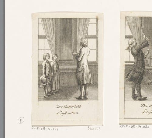 Twee kinderen krijgen les by Daniel Nikolaus Chodowiecki