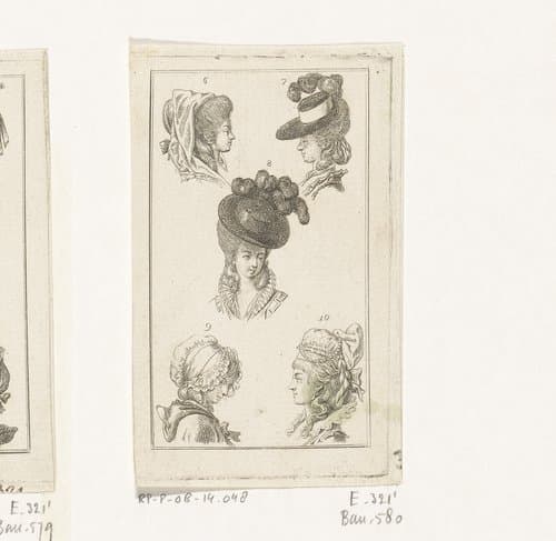 Verschillende dameskapsels en hoofddeksels by Daniel Nikolaus Chodowiecki