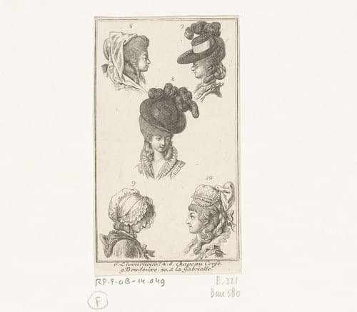 Verschillende dameskapsels en hoofddeksels by Daniel Nikolaus Chodowiecki