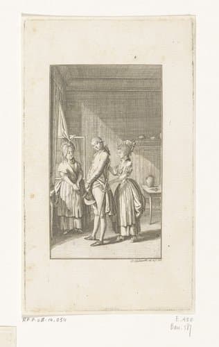 Klärchen droogt de kleding van Karl by Daniel Nikolaus Chodowiecki