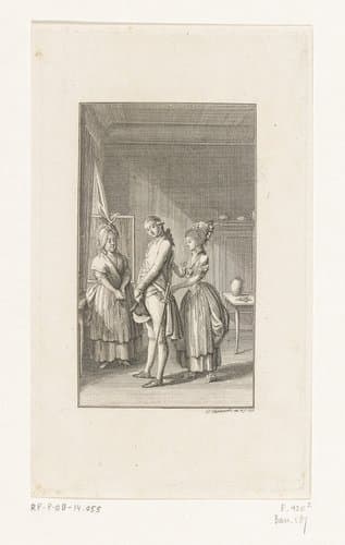 Klärchen droogt de kleding van Karl by Daniel Nikolaus Chodowiecki