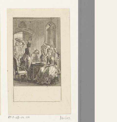 Opschepper Philarch komt een vertrek binnen by Daniel Nikolaus Chodowiecki
