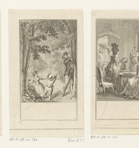 Man met kinderen in zijn tuin by Daniel Nikolaus Chodowiecki
