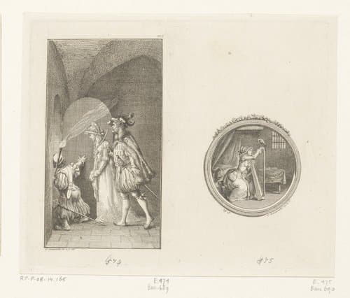 Morgus en Karly en vignet met Karly en Fragel's valk by Daniel Nikolaus Chodowiecki
