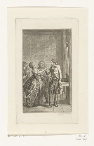 Carl Ferdiner trekt zijn zwaard by Daniel Nikolaus Chodowiecki