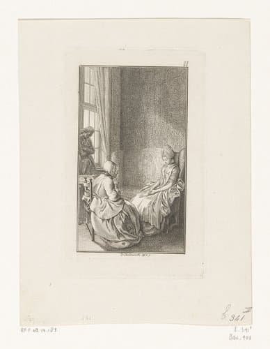Carl Ferdiner en Julie bij Frau Wilens by Daniel Nikolaus Chodowiecki