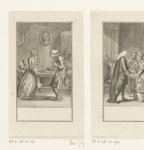 Huwelijksaanzoek van een schoolmeester by Daniel Nikolaus Chodowiecki
