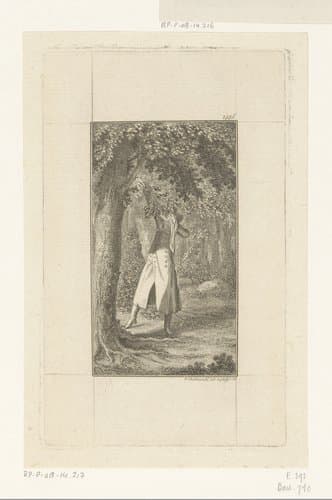 Wilhelm Blumenthal droogt zijn tranen en breekt een twijg van de boom by Daniel Nikolaus Chodowiecki