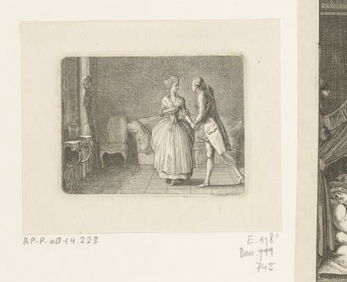 Ludwig geeft Friederike een liefdesbrief by Daniel Nikolaus Chodowiecki