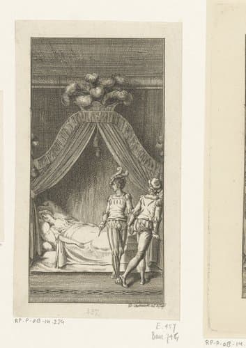 Francesco en Marco naast het bed van de zojuist vermoorde Kassandra by Daniel Nikolaus Chodowiecki
