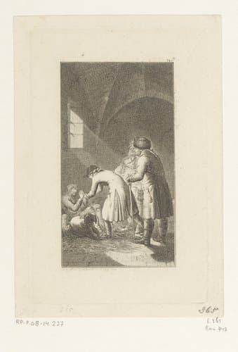 Wilhelm Edelwald herkent de gevangene als zijn vriend Wilde by Daniel Nikolaus Chodowiecki
