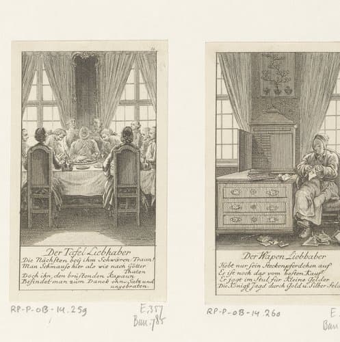 Liefhebber van tafelen by Daniel Nikolaus Chodowiecki
