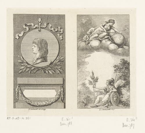 Portret en titelpagina voor de Lauenburg kalender 1781 by Daniel Nikolaus Chodowiecki