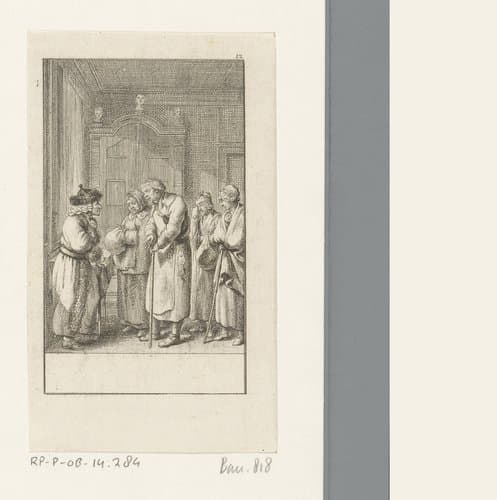 Mannen en vrouwen in de rij voor Voltaire by Daniel Nikolaus Chodowiecki