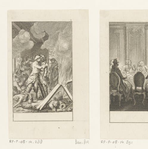 Karel XII van Zweden omhelst de moedige soldaat by Daniel Nikolaus Chodowiecki