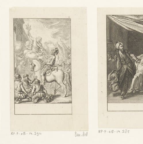 God pakt Hendrik IV van Frankrijk bij de hand en eindigt de oorlog by Daniel Nikolaus Chodowiecki