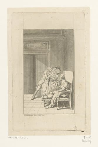 Amalie von Stolzenbach valt flauw als ze door haar geliefde Philip von Freudenthal wordt verrast by Daniel Nikolaus Chodowiecki