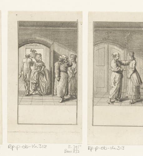 Frau von Schmerling verlaat de kamer en laat de woedende Reinhard achter by Daniel Nikolaus Chodowiecki