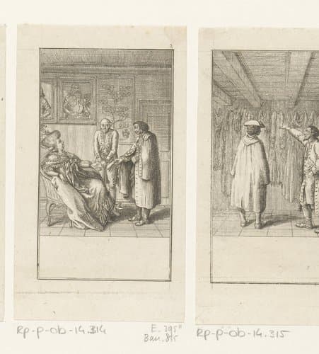 Frau von Schmerling probeert Fritz tot de adel te laten toetreden by Daniel Nikolaus Chodowiecki