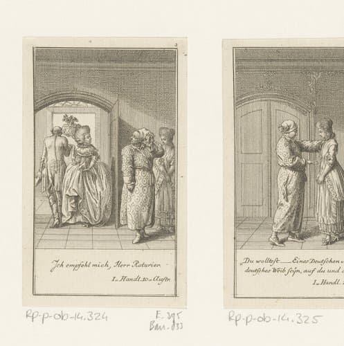 Frau von Schmerling verlaat de kamer en laat de woedende Reinhard achter by Daniel Nikolaus Chodowiecki